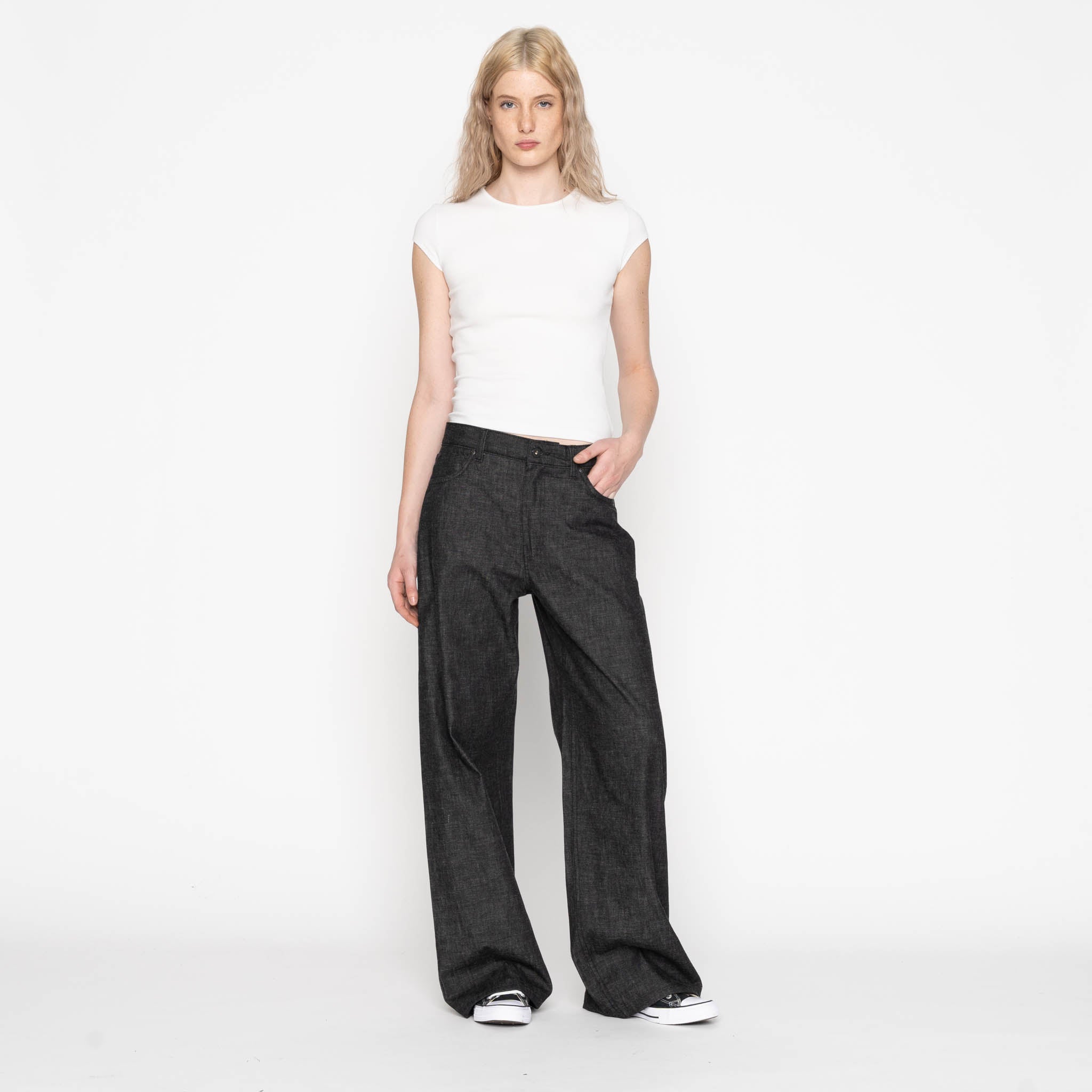 Wide Wild West - Black Lightweight Denim - Black by Naked & Famous Denim
