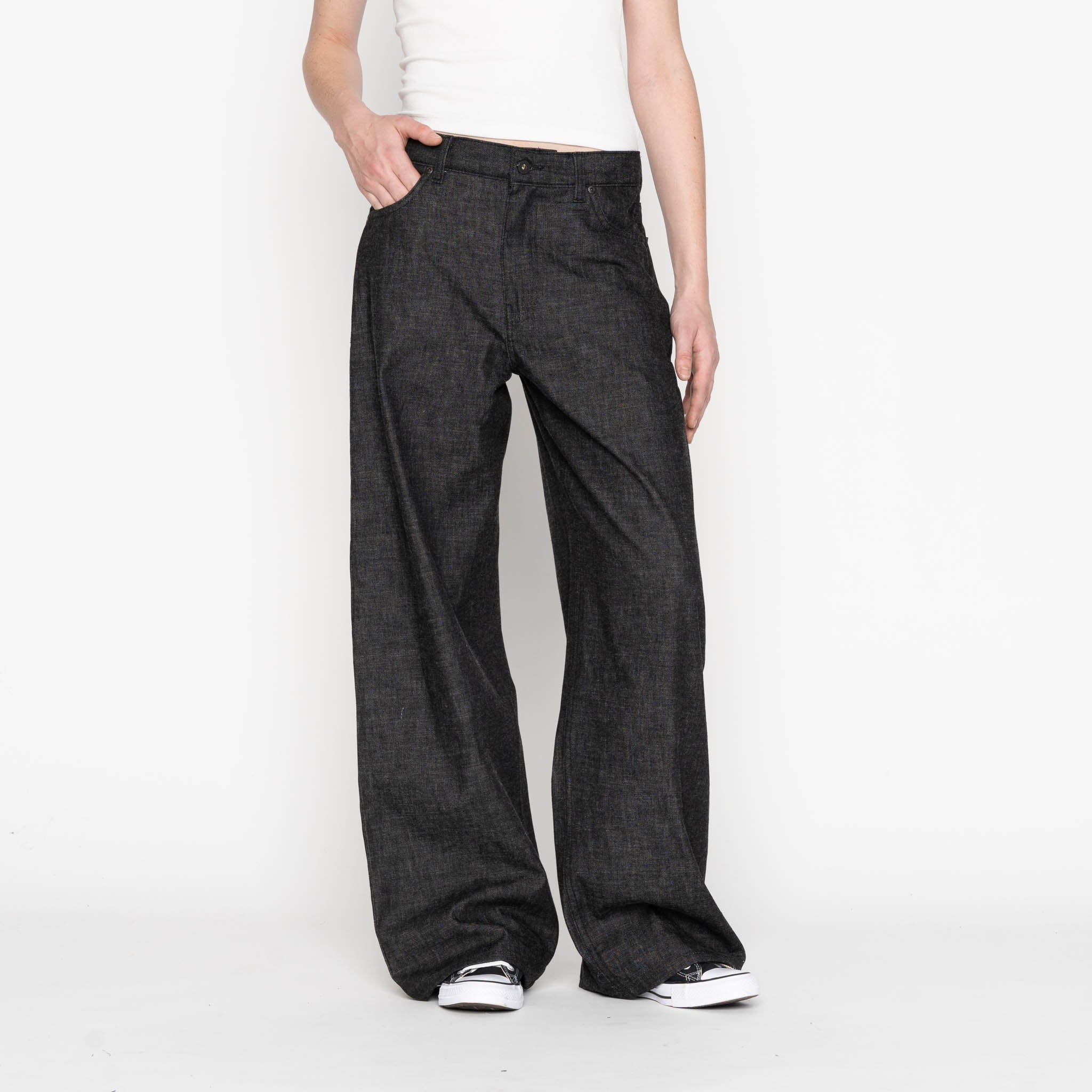 Wide Wild West - Black Lightweight Denim - Black by Naked & Famous Denim