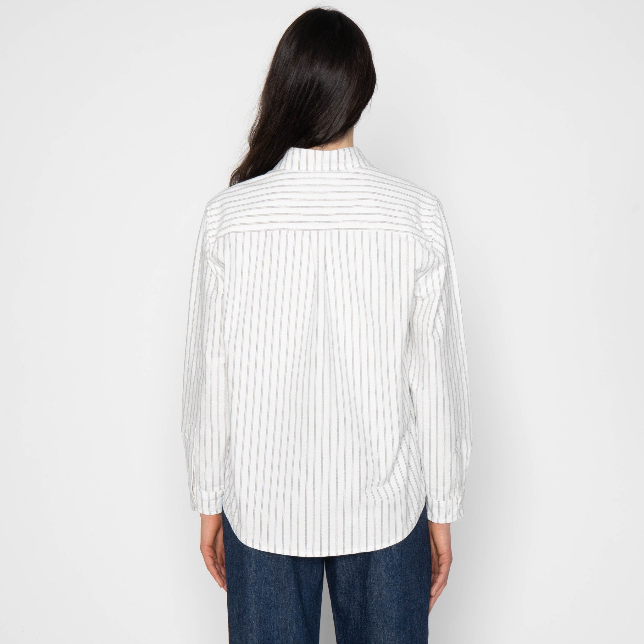 Judy Shirt - Cotton Yarn Dyed Oxford - Stripe - White by Naked & Famous Denim