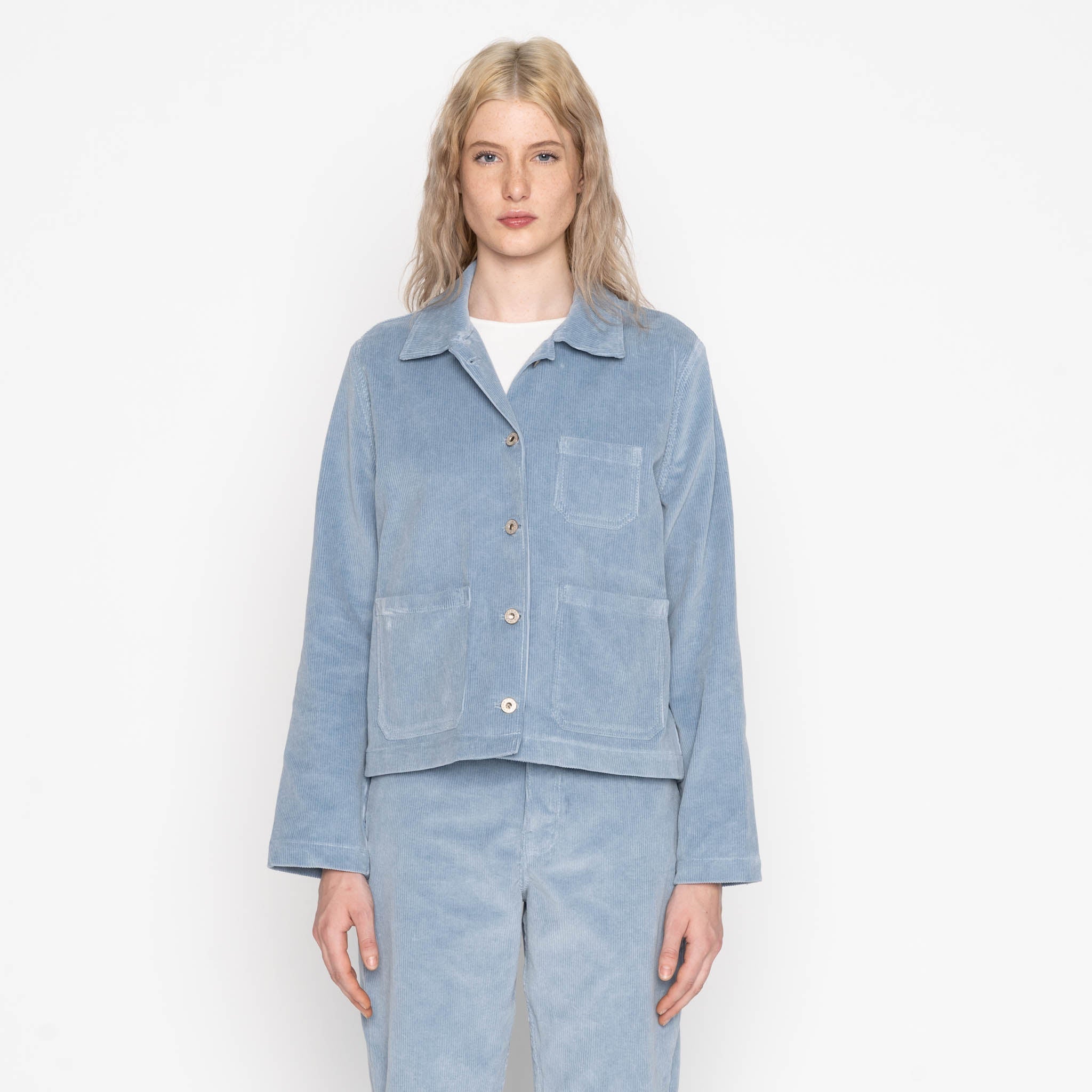 Gracie Jacket - Organic Faded Corduroy - Pale Indigo by Naked & Famous Denim