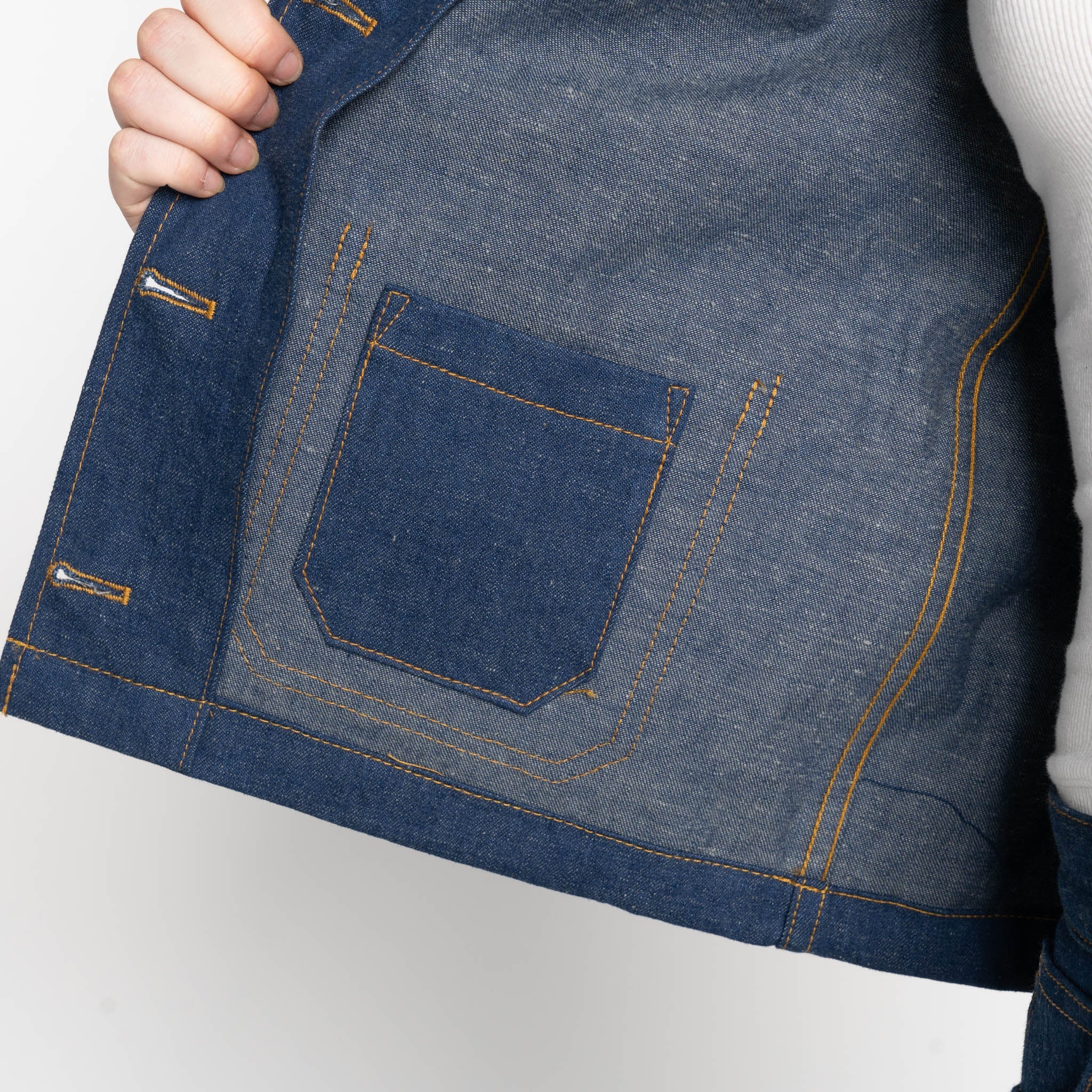Gracie Jacket - 2x1 Dungaree Nep Denim - Mid Indigo by Naked & Famous Denim