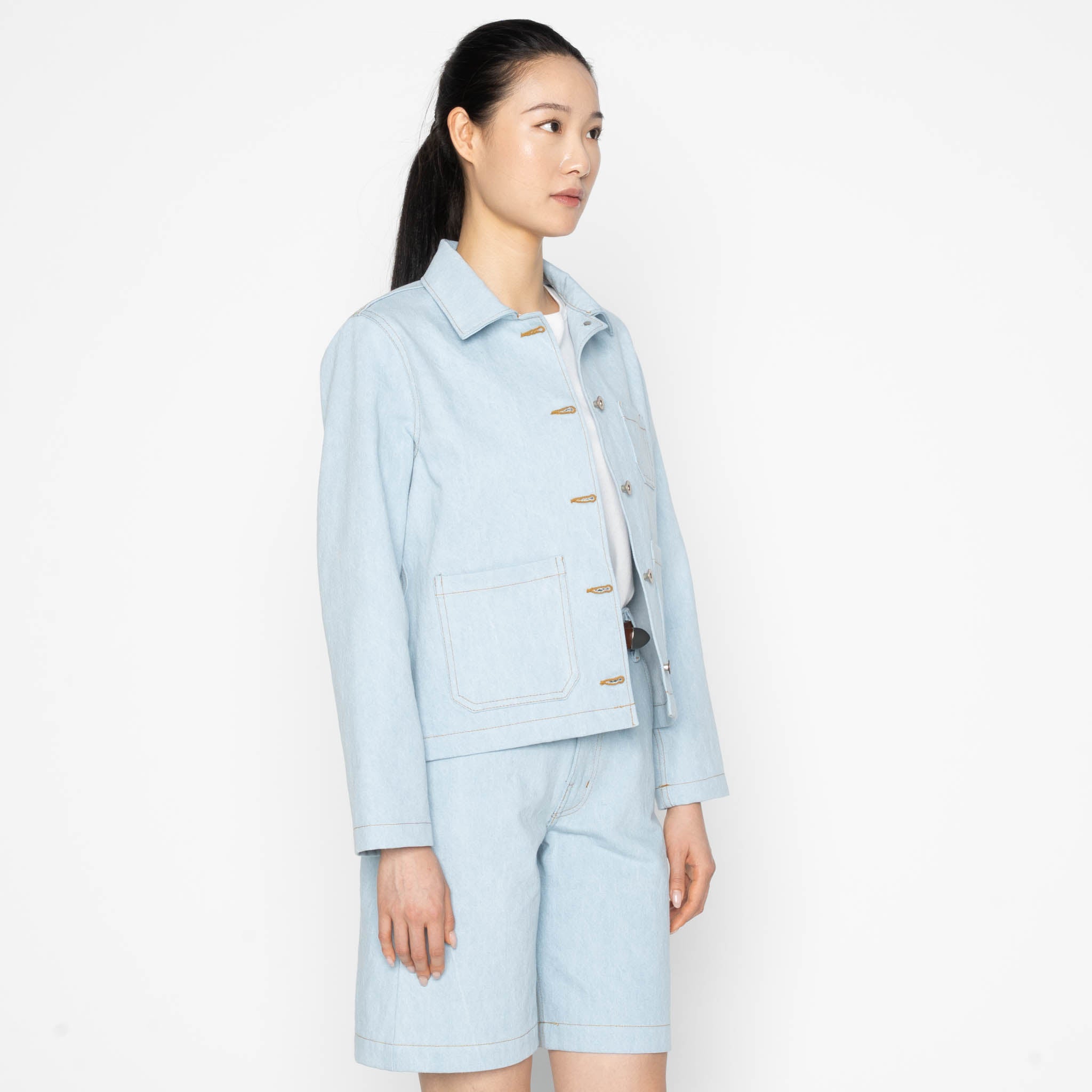 Gracie Jacket - Secret Agent Denim - Bleach Blue by Naked & Famous Denim