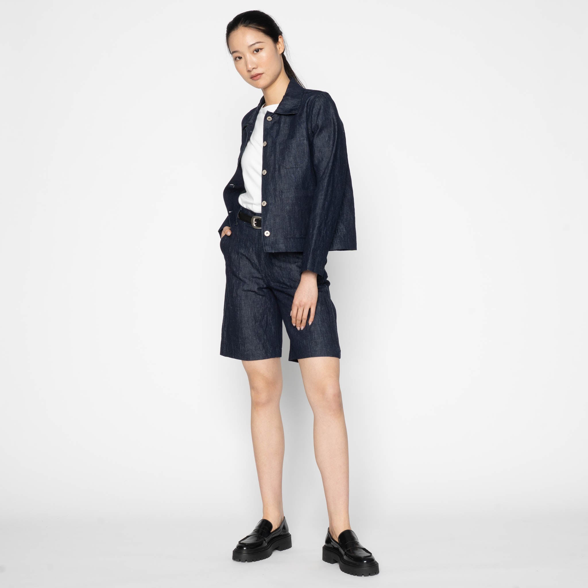 Andie Shorts - Linen Blend Denim - Indigo by Naked & Famous Denim