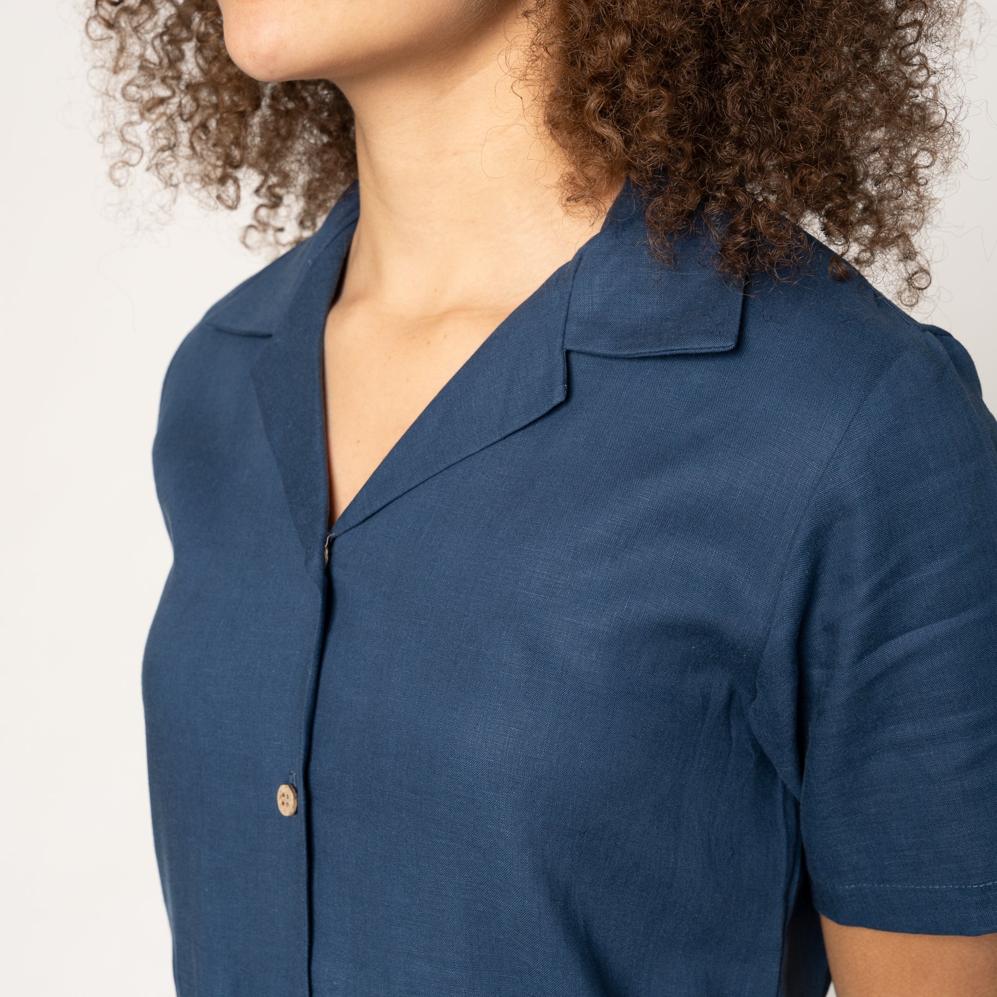 Aloha Dress - French Linen Fine Canvas - Blue by Naked & Famous Denim
