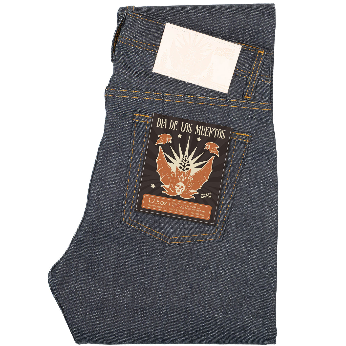 Weird Guy - Dia De Los Muertos Selvedge - Bat by Naked & Famous Denim