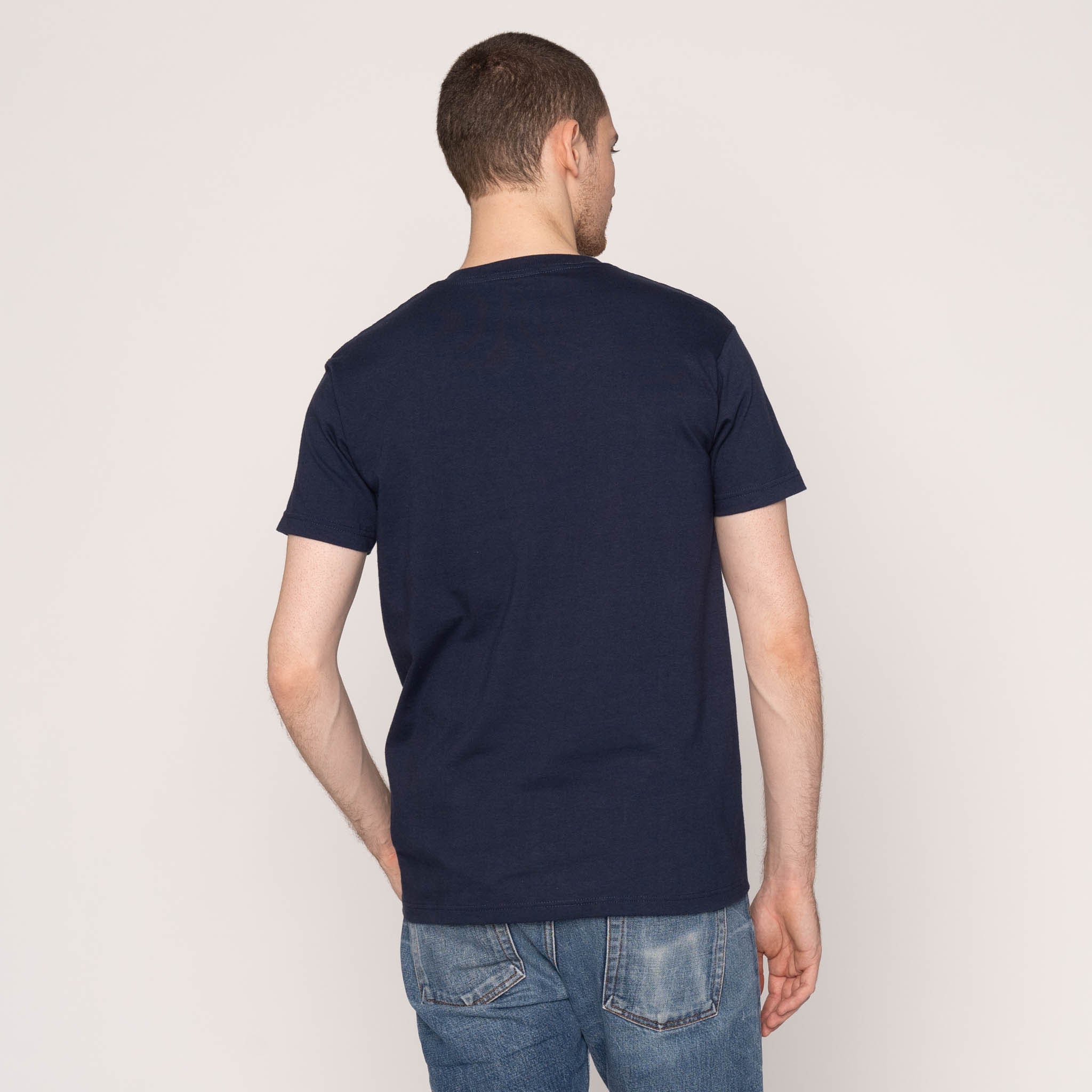 Pocket Tee - Navy - Linen Cats - Blue by Naked & Famous Denim
